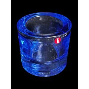Iittala Heikki Orvola Marimekko Kivi Blue Votive Tealight Candle Holder Finland